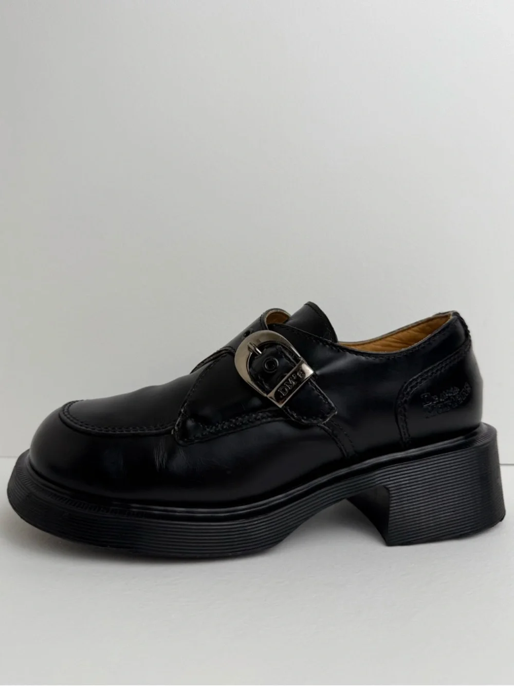 Vintage Dr. Martens England Black Heel Buckle Leather Mary Janes Oxfords UK 5 - Picture 5 of 16